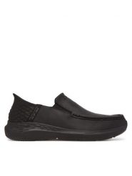 Skechers Półbuty 204866/BBK Czarny. Czarne eleganckie półbuty Skechers, bez wzorów, ze skóry, bez obcasa, bez zapięcia. Za 309.99 zł.