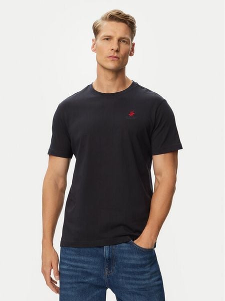 Beverly Hills Polo Club T-Shirt P-SS26M-TS41740 Granatowy Regular Fit. Niebieskie koszulki polo Beverly Hills Polo Club, m, bez wzorów, z bawełny, bez kołnierzyka, bez ramiączek. Za 149.99 zł.