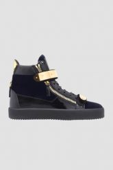 GIUSEPPE ZANOTTI Granatowe wysokie sneakersy. Niebieskie buty sportowe casual Giuseppe Zanotti, bez wzorów, bez zapięcia. W wyprzedaży za 2,299.99 zł.