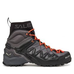 Trekkingi Salewa. Szare botki sznurowane Salewa, bez wzorów, bez obcasa, bez zapięcia. Za 799.99 zł.
