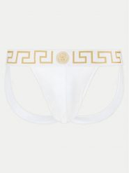 Versace Slipy Jock Strap AUU01017 1A10011 Biały. Białe slipki VERSACE, m, bez wzorów, z bawełny. Za 179.99 zł.