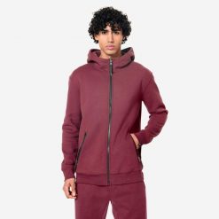 Bluza na zamek z kapturem męska Domyos Gym & Pilates. Fioletowe bluzy DOMYOS, m, bez wzorów, z bawełny, z kapturem. Za 149.99 zł.