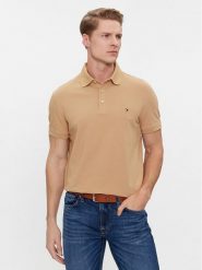 Tommy Hilfiger Polo 1985 MW0MW17771 Brązowy Slim Fit. Brązowe koszulki polo Tommy Hilfiger, m, bez wzorów, z bawełny, bez kołnierzyka, bez ramiączek. Za 179.99 zł.