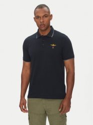 Aeronautica Militare Polo 251PO1308P82 Granatowy Regular Fit. Niebieskie koszulki polo Aeronautica Militare, m, bez wzorów, z bawełny, bez kołnierzyka, bez ramiączek. Za 319.99 zł.