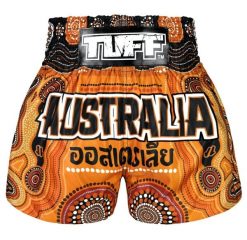 Spodenki treningowe TUFF Australia. Brązowe krótkie spodenki sportowe TUFF, l, bez wzorów, z materiału. Za 149.00 zł.