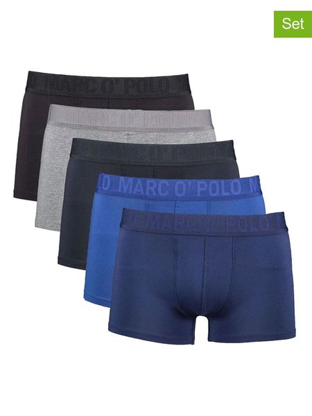 Marc O´Polo Bodywear Bokserki (5 par) w kolorze niebiesko-granatowo-czarnym rozmiar: M. Czarne bokserki m, bez wzorów. Za 143.17 zł.