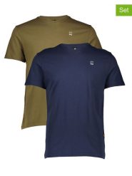 G-Star Koszulki (2 szt.) w kolorze oliwkowo-granatowym rozmiar: XL. Niebieskie bezrękawniki G-Star, xl, bez wzorów, z bawełny, bez kołnierzyka, bez ramiączek. Za 126.15 zł.