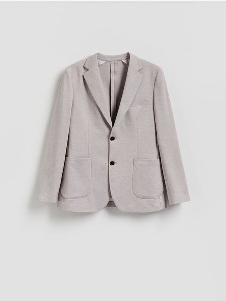 Marynarka slim fit z dodatkiem wiskozy - bordowy. Czerwone garnitury Reserved, l, bez wzorów, z dzianiny, sportowe. Za 199.99 zł.