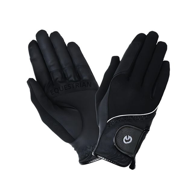 Rękawiczki Crystals black Equus Brand. Czarne rękawiczki EQUUS CARE, bez wzorów, z materiału. Za 69.99 zł.
