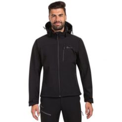 Męska kurtka softshell Kilpi ONTAVIO-M. Czarne kurtki softshell Kilpi, m, bez wzorów, z softshellu, bez kaptura. Za 422.05 zł.