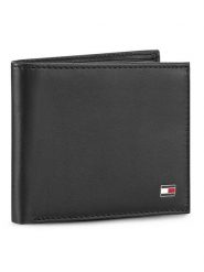 Tommy Hilfiger Duży Portfel Męski Eton Mini Cc Wallet AM0AM00655/83365 Czarny. Czarne portfele Tommy Hilfiger, bez wzorów, ze skóry. Za 199.99 zł.