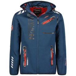 Męska turystyczna kurtka softshell GEOGRAPHICAL NORWAY ROYAUTE DB NAVY RED MEN…. Czerwone kurtki Geographical Norway, l, z aplikacjami, z materiału, z kapturem. Za 249.00 zł.