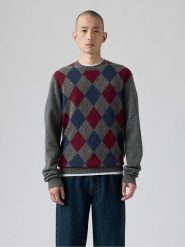 Levi's Sweter w kolorze szaro-czerwono-niebieskim rozmiar: S. Czerwone swetry nierozpinane Levi's®, s, bez wzorów, z wełny, bez kołnierzyka, bez ramiączek. Za 124.11 zł.