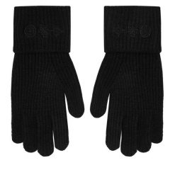 Rękawiczki Męskie Guess. Czarne rękawiczki Guess, z aplikacjami, z dzianiny. Za 199.99 zł.
