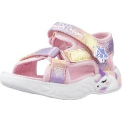 Sandały SKECHERS 302682N Rose. Czerwone sandały Skechers, z tkaniny, bez zapięcia. Za 225.50 zł.