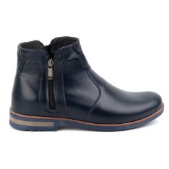 KOMODO Buty męskie skórzane zimowe 887K granatowe niebieskie. Niebieskie botki sznurowane na zimę, bez wzorów, ze skóry, bez obcasa, bez zapięcia. Za 438.49 zł.