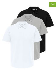 ONLY & SONS Koszulki polo (3 szt.) "Onsgordon" w kolorze biało-szaro-czarnym rozmiar: L. Białe koszulki polo Only & Sons, l, bez wzorów, bez kołnierzyka, bez ramiączek. Za 135.49 zł.