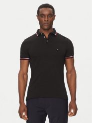 Tommy Hilfiger Polo Tipped MW0MW37346 Czarny Slim Fit. Czarne koszulki polo Tommy Hilfiger, m, bez wzorów, z bawełny, bez kołnierzyka, bez ramiączek. Za 289.99 zł.