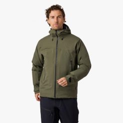 Kurtka shell hiking męska Swedemount Himalaya Shell Jacket II wodoodporny. Zielone kurtki przeciwdeszczowe SWEDEMOUNT, m, bez wzorów, bez kaptura. W wyprzedaży za 672.00 zł.
