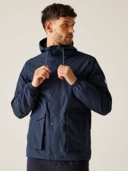 Regatta Kurtka przeciwdeszczowa "Bayano II" w kolorze granatowym rozmiar: S. Niebieskie kurtki outdoor i hardshell Regatta, m, bez wzorów, bez kaptura. Za 104.64 zł.