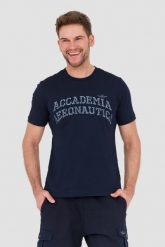 AERONAUTICA MILITARE Granatowy t-shirt M.C. Niebieskie t-shirty Aeronautica Militare, l, bez wzorów, bez kołnierzyka, bez ramiączek. W wyprzedaży za 199.99 zł.