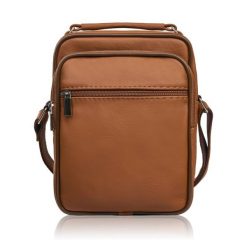 Saszetka męska skórzana na ramię torba koniakowa pojemna Abruzzo ABR-01-CG. Czarne torby na ramię bez wzorów, z nylonu, na ramię, bez dodatków. Za 149.00 zł.