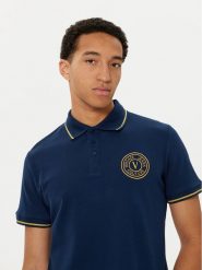 Versace Jeans Couture Polo 78GAGT00 Granatowy Regular Fit. Niebieskie koszulki polo Versace Jeans Couture, m, bez wzorów, z bawełny, bez kołnierzyka, bez ramiączek. Za 449.99 zł.