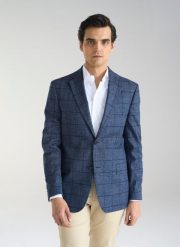 PAKO LORENTE – Granatowa marynarka męska w kratkę. Garnitury Pako Lorente, na co dzień, m, bez wzorów, z bawełny. Za 499.99 zł.