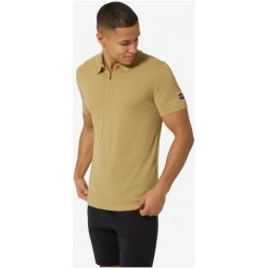 Koszulka polo z krótkim rękawem męska SUPER.NATURAL M Zip Polo. Żółte koszulki polo super.natural, m, bez wzorów, bez kołnierzyka, bez ramiączek. Za 349.99 zł.