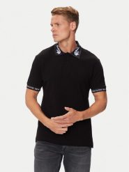 Versace Jeans Couture Polo 76GAGT00 Czarny Regular Fit. Czarne koszulki polo Versace Jeans Couture, l, bez wzorów, z bawełny, bez kołnierzyka, bez ramiączek. Za 589.99 zł.