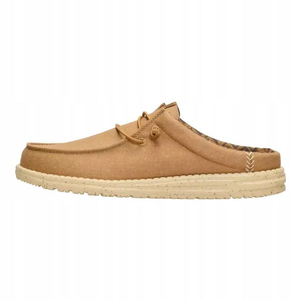 HeyDude Męskie Mokasyny Wally Slip Canvas. Brązowe mokasyny Hey dude, bez wzorów, z materiału, bez obcasa, bez zapięcia. Za 289.00 zł.