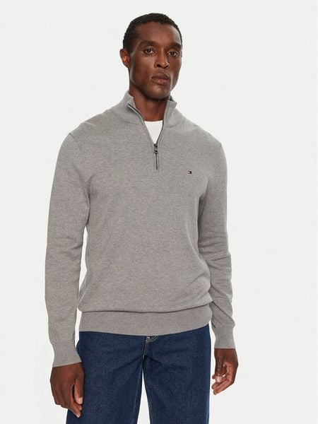 Tommy Hilfiger Sweter Essential MW0MW37331 Szary Regular Fit. Szare swetry rozpinane Tommy Hilfiger, m, bez wzorów, z bawełny, bez kołnierzyka, bez ramiączek. Za 519.99 zł.