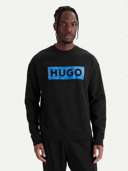 HUGO Bluza Nixalien 50560053 Czarny Regular Fit. Czarne bluzy Hugo, l, bez wzorów, z bawełny, bez kaptura. Za 379.99 zł.