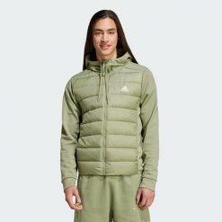 Kurtka Essentials Hybrid Dow Hooded. Czarne kurtki Adidas, s, bez wzorów, z materiału, bez kaptura. Za 448.99 zł.