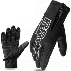 Rękawiczki rowerowe / sportowe ROCKBROS (S091) Softshell. Czarne rękawiczki ROCKBROS, bez wzorów, z materiału. Za 49.01 zł.
