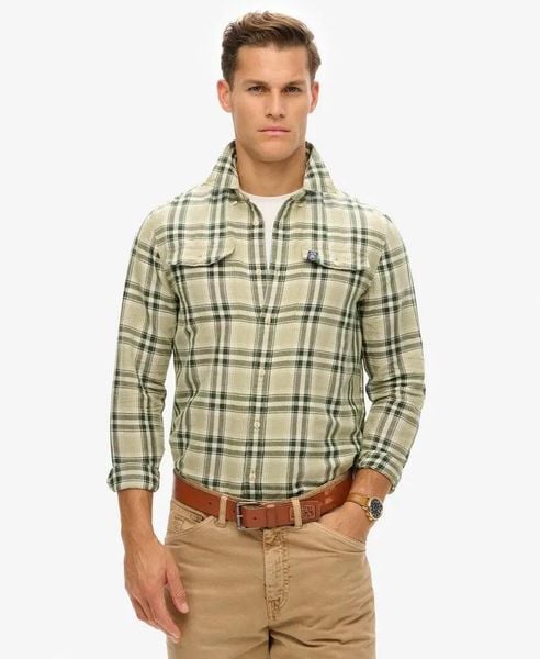 Superdry Koszula Merchant Linen Check z lnu i bawełny. Szare koszule Superdry, l, bez wzorów, z bawełny, bez kołnierzyka, bez ramiączek. Za 280.90 zł.