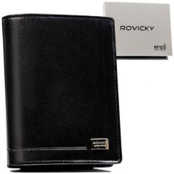 Portfel męski Rovicky PC-027-BAR czarny. Czarne portfele ROVICKY, bez wzorów, ze skóry. Za 73.99 zł.