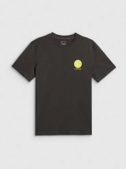4F T-shirt regular z nadrukiem męski - szary M. Szare t-shirty 4F, m, bez wzorów, z bawełny, bez kołnierzyka, bez ramiączek. Za 69.99 zł.