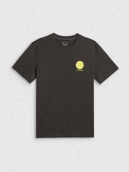 4F T-shirt regular z nadrukiem męski - szary M. Szare t-shirty 4F, m, bez wzorów, z bawełny, bez kołnierzyka, bez ramiączek. Za 69.99 zł.