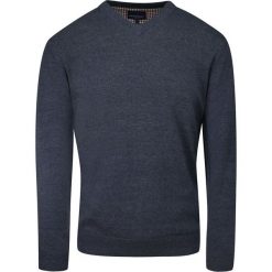 Sweter Jasny Granatowy Melanżowy w Serek (V-neck), Klasyczny, Męski, Elegancki -Adriano Guinari. Niebieskie swetry rozpinane Adriano Guinari, m, bez wzorów, z bawełny, bez kołnierzyka, bez ramiączek. Za 159.00 zł.