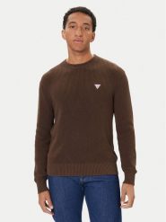 Guess Jeans Sweter M4BR30 Z3HM1 Brązowy Regular Fit. Brązowe swetry rozpinane Guess Jeans, m, z aplikacjami, z bawełny, bez kołnierzyka, bez ramiączek. Za 299.99 zł.