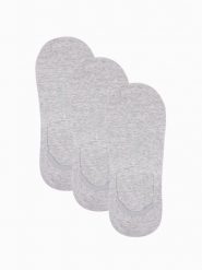 Skarpety męskie stopki 3-pak - szare V3 OM-SOSS-0103 - one size. Szare skarpety Ombre Clothing, bez wzorów, z bawełny. W wyprzedaży za 14.99 zł.