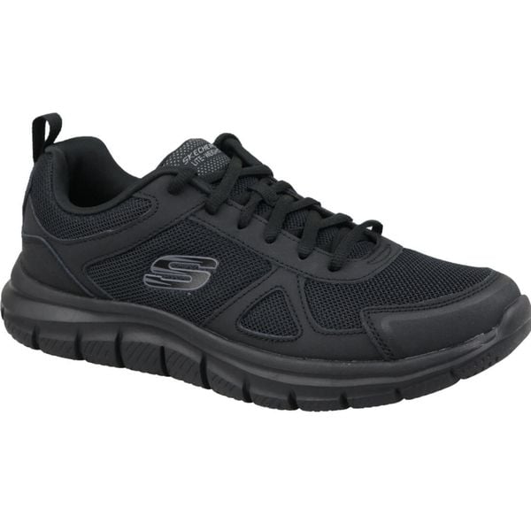 Buty do chodzenia męskie Skechers Trackscloric. Czarne buty do biegania Skechers, bez wzorów, z materiału, bez zapięcia, do biegania. Za 249.99 zł.
