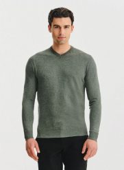 PAKO LORENTE – Zielony sweter męski v-neck. Zielone swetry nierozpinane Pako Lorente, na jesień, m, bez wzorów, z nylonu, bez kołnierzyka, bez ramiączek. Za 119.99 zł.