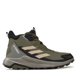 Trekkingi adidas. Zielone botki sznurowane Adidas, bez wzorów, bez obcasa, bez zapięcia. Za 449.99 zł.