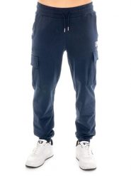 Spodnie dresowe bojówki męskie z małym logo. Niebieskie joggery i bojówki LEONE 1947 APPAREL, m, bez wzorów, z dresówki. Za 294.70 zł.