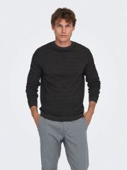 ONLY & SONS Sweter "Tapa" w kolorze czarnym rozmiar: XL. Czarne swetry nierozpinane Only & Sons, xl, bez wzorów, z bawełny, bez kołnierzyka, bez ramiączek. Za 84.01 zł.