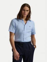 Polo Ralph Lauren Koszula 710968912005 Błękitny Custom Fit. Niebieskie koszule Polo Ralph Lauren, m, bez wzorów, ze lnu, bez kołnierzyka, bez ramiączek. Za 629.99 zł.
