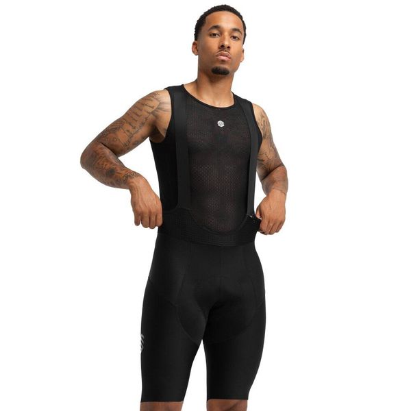 Spodenki rowerowe z szelkami męskie SRX Pro World Series. Czarne spodenki rowerowe SIROKO, m, bez wzorów, z elastanu, rowerowe. Za 339.00 zł.