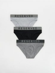Bawełniane slipy 3 pack - ciemnoszary. Szare slipki Reserved, l, bez wzorów, z bawełny. W wyprzedaży za 55.99 zł.